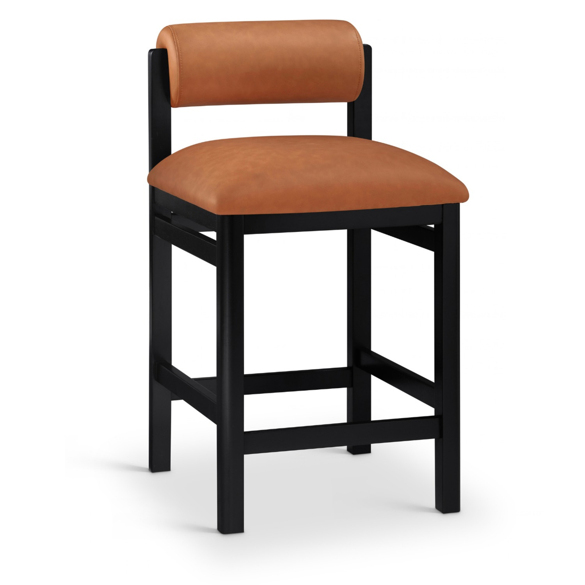 Roundhill Cognac Vegan Leather Upholstered Counter Stool Set of 2