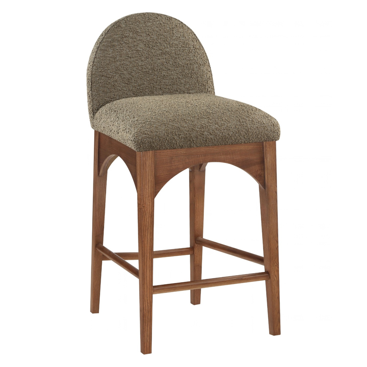 Waldorf Olive Boucle Fabric Upholstered Counter Stool Set of 2
