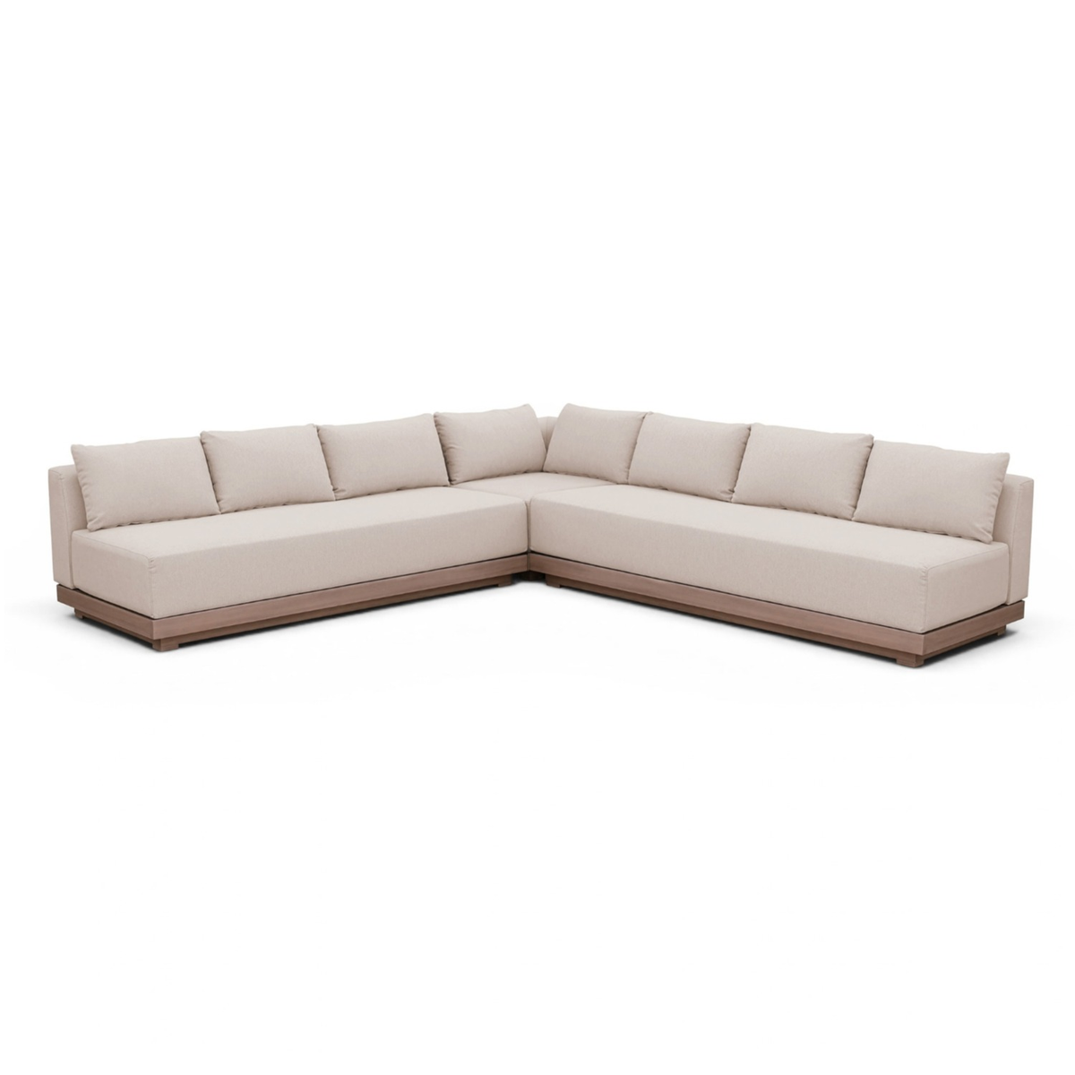 Solace Beige Olefin Performance Fabric 3 Piece Outdoor Patio Modular Sectional Sofa