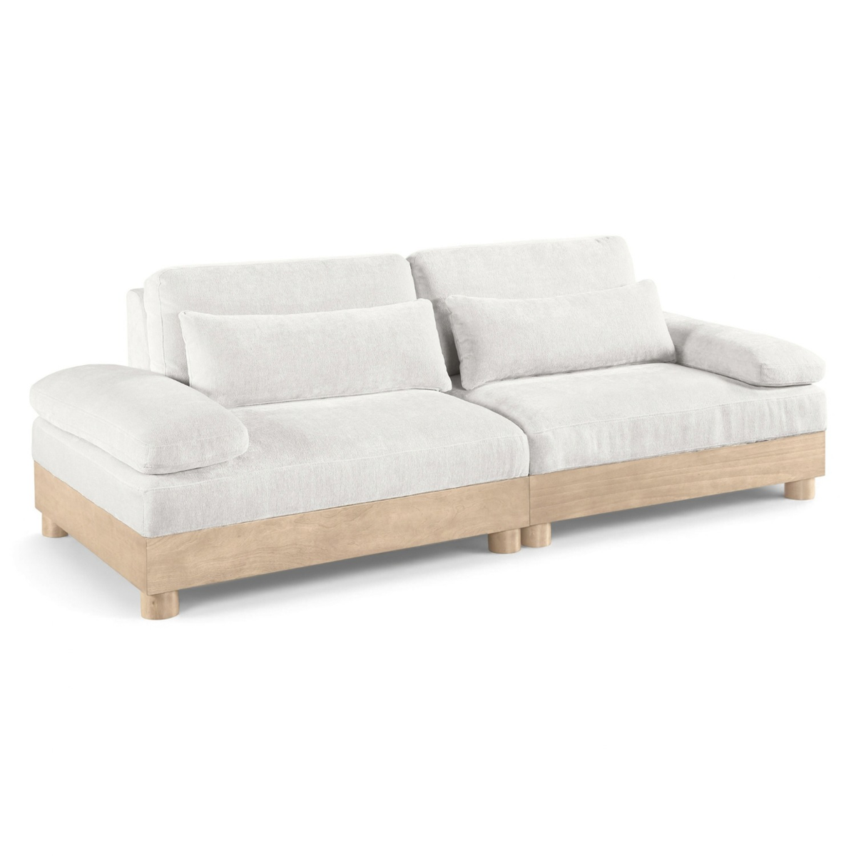 Turin 95 .5in Cream Chenille Fabric Upholstered 2Piece. Modular Sofa