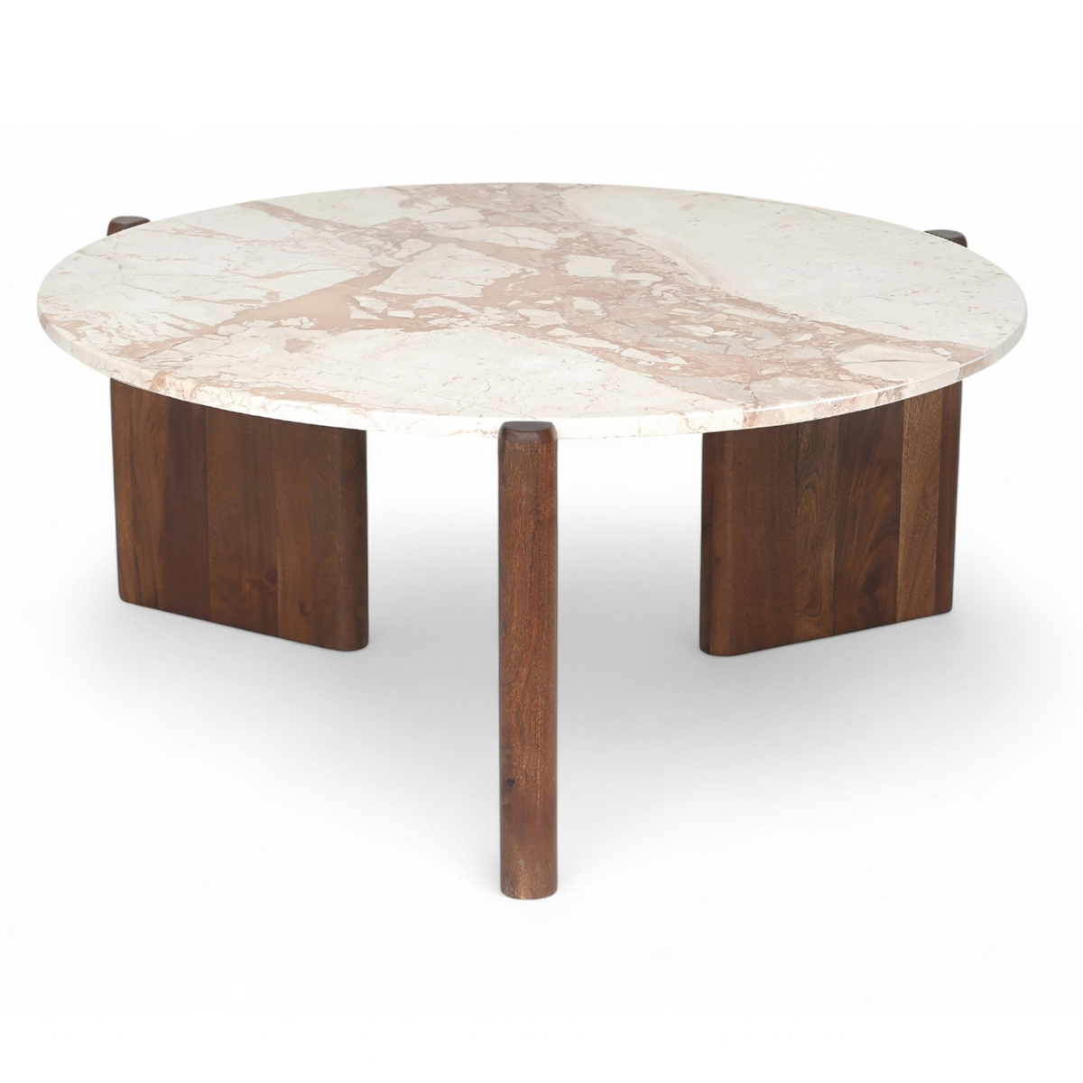 Varenna Cream Genuine Marble Top And Acacia Wood Base Coffee Table