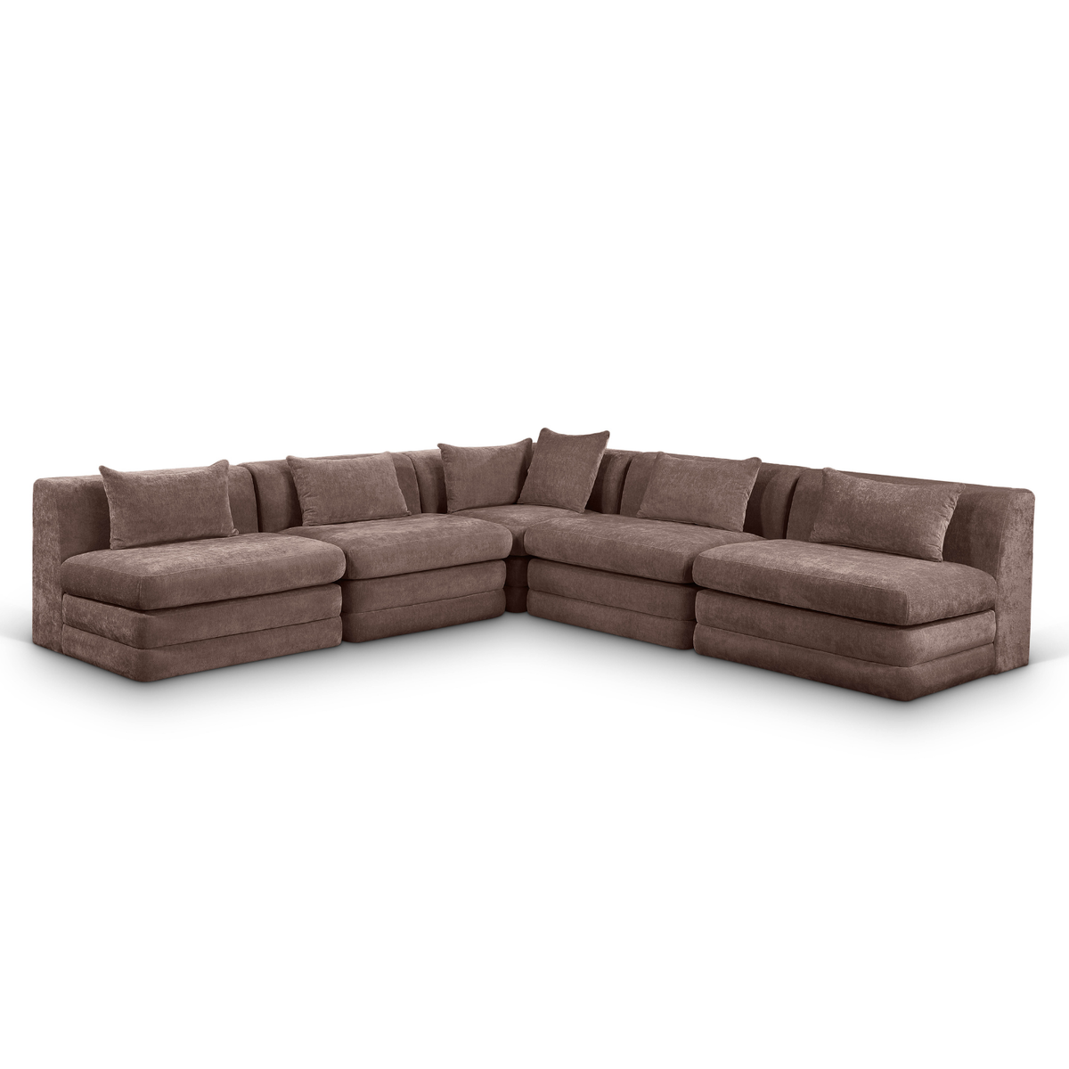 Stellar 114" Brown Chenille Fabric Upholstered 5Pc. Modular Sectional, primary product view