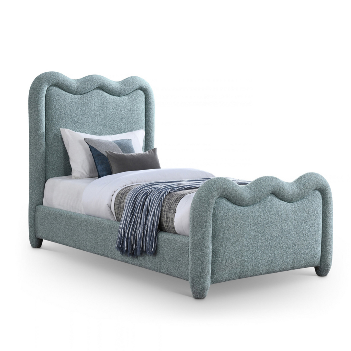 Gavin Blue Chenille Fabric Upholstered Bed