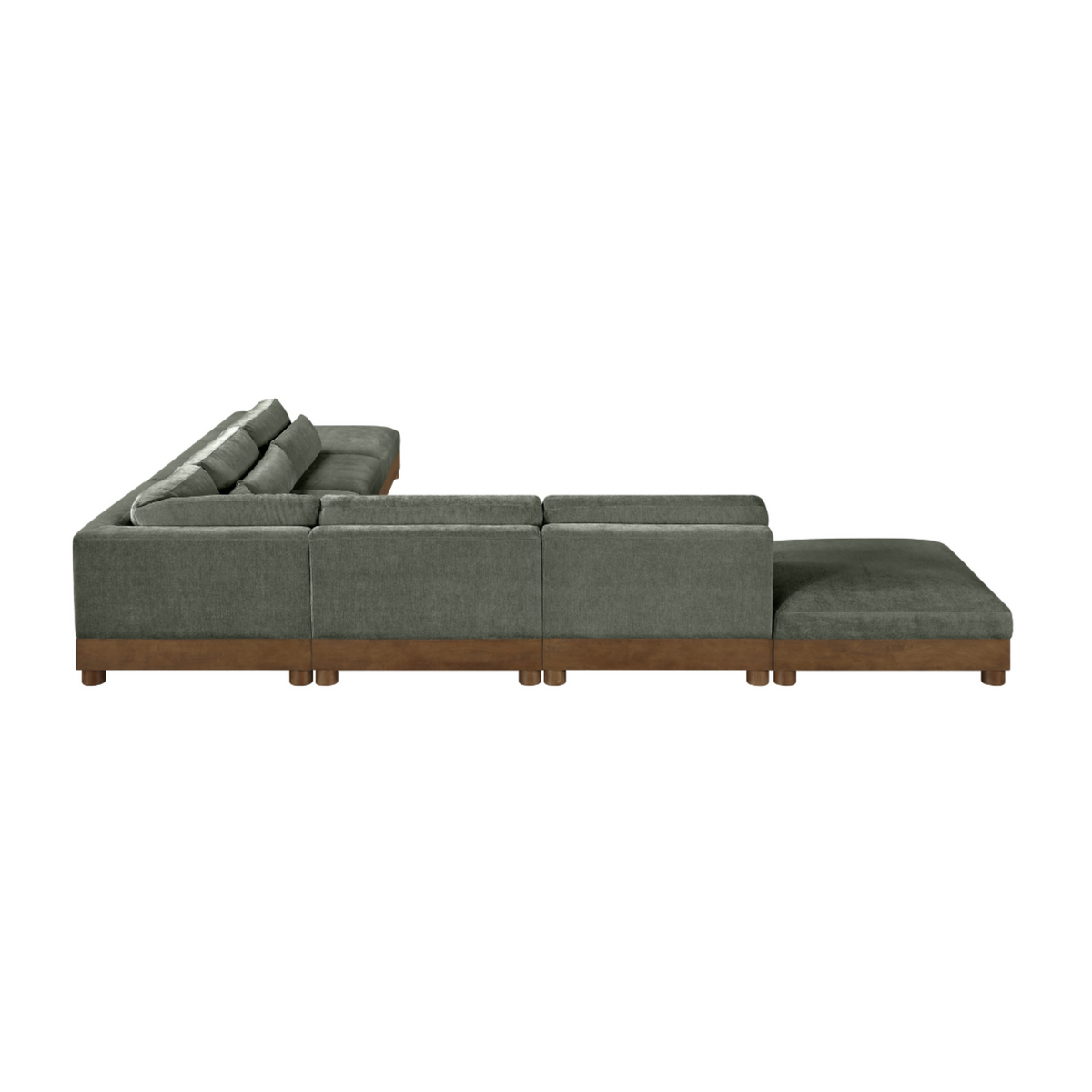 Turin 160in Green Chenille Fabric Upholstered 7 Piece Modular Sectional Sofa