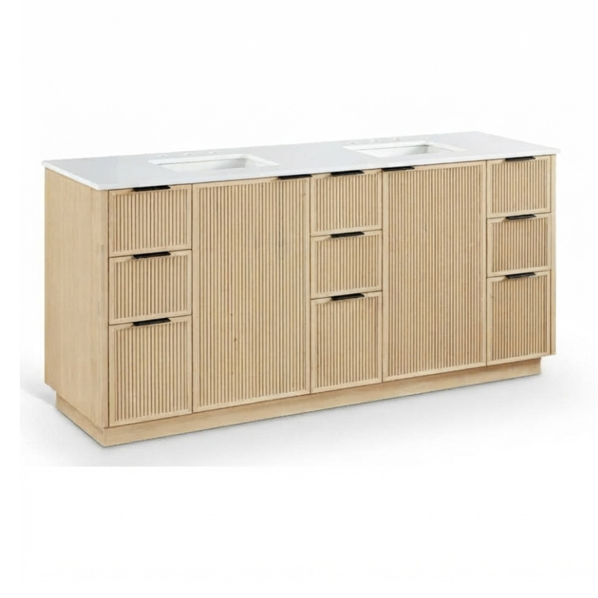 Willard 72in Natural Engineered Stone And Solid Wood Bathroom Vanity
