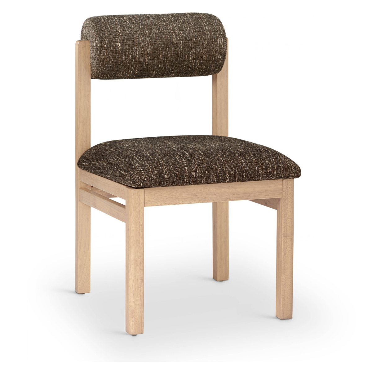 Roundhill Brown Linen Textured Fabric Upholstered Dining Chair, Set of 2, primary product view