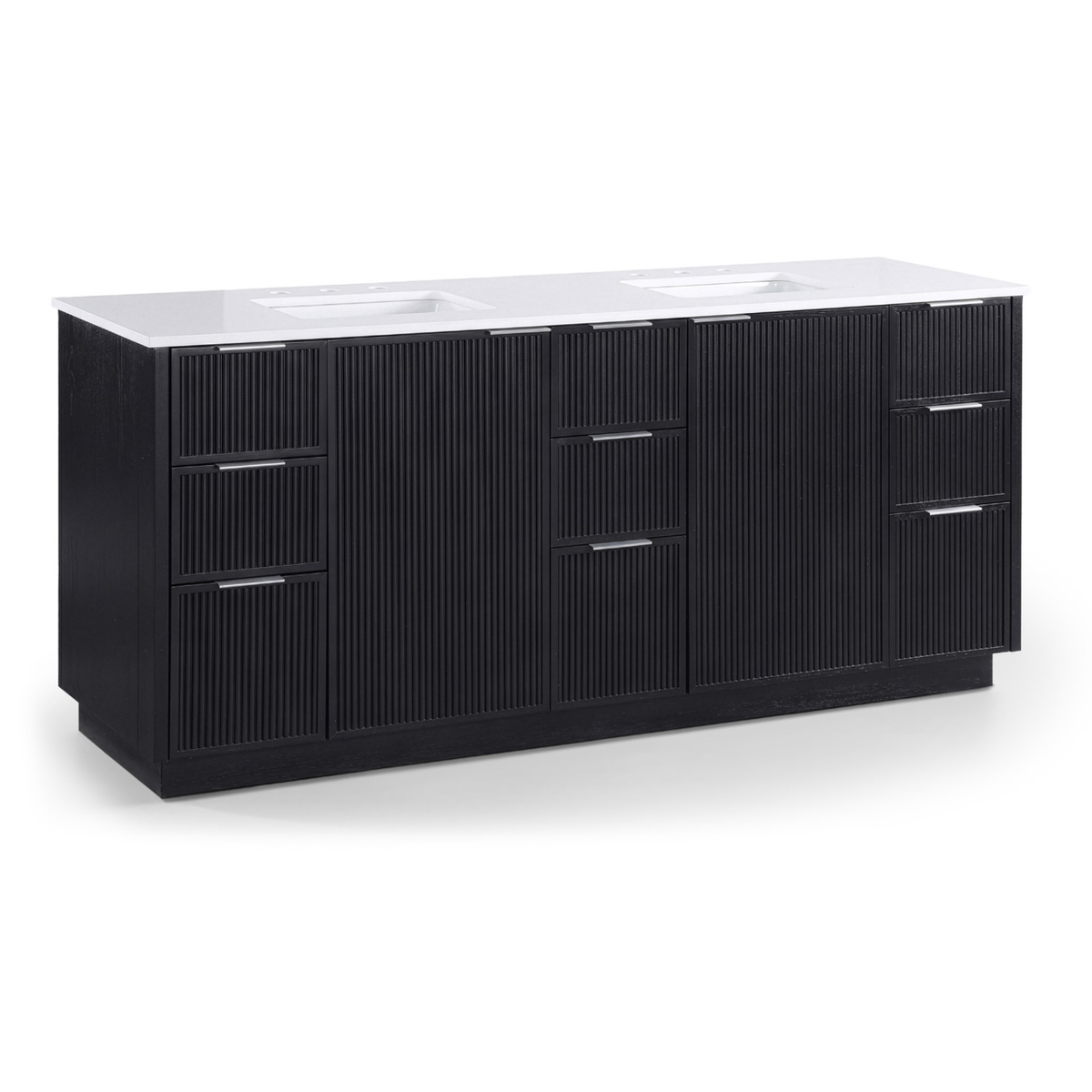 Willard 72in Black Engineered Stone And Solid Wood Bathroom Vanity