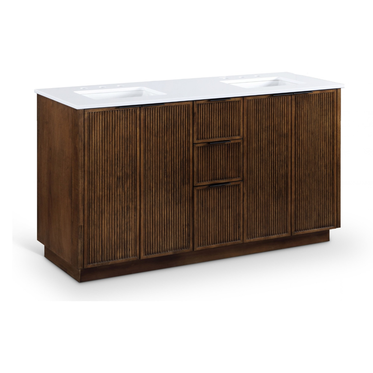 Willard 60in Brown Engineered Stone And Solid Wood Bathroom Vanity