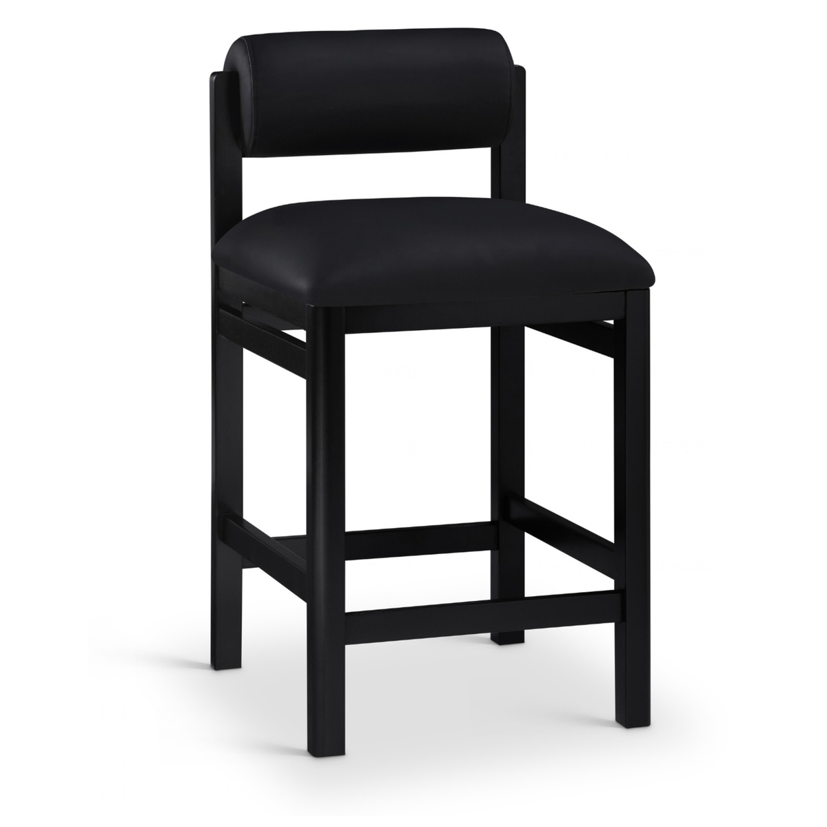 Roundhill Black Vegan Leather Upholstered Counter Stool Set of 2