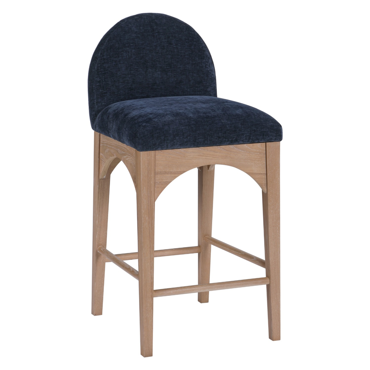 Waldorf Navy Chenille Fabric Upholstered Counter Stool Set of 2