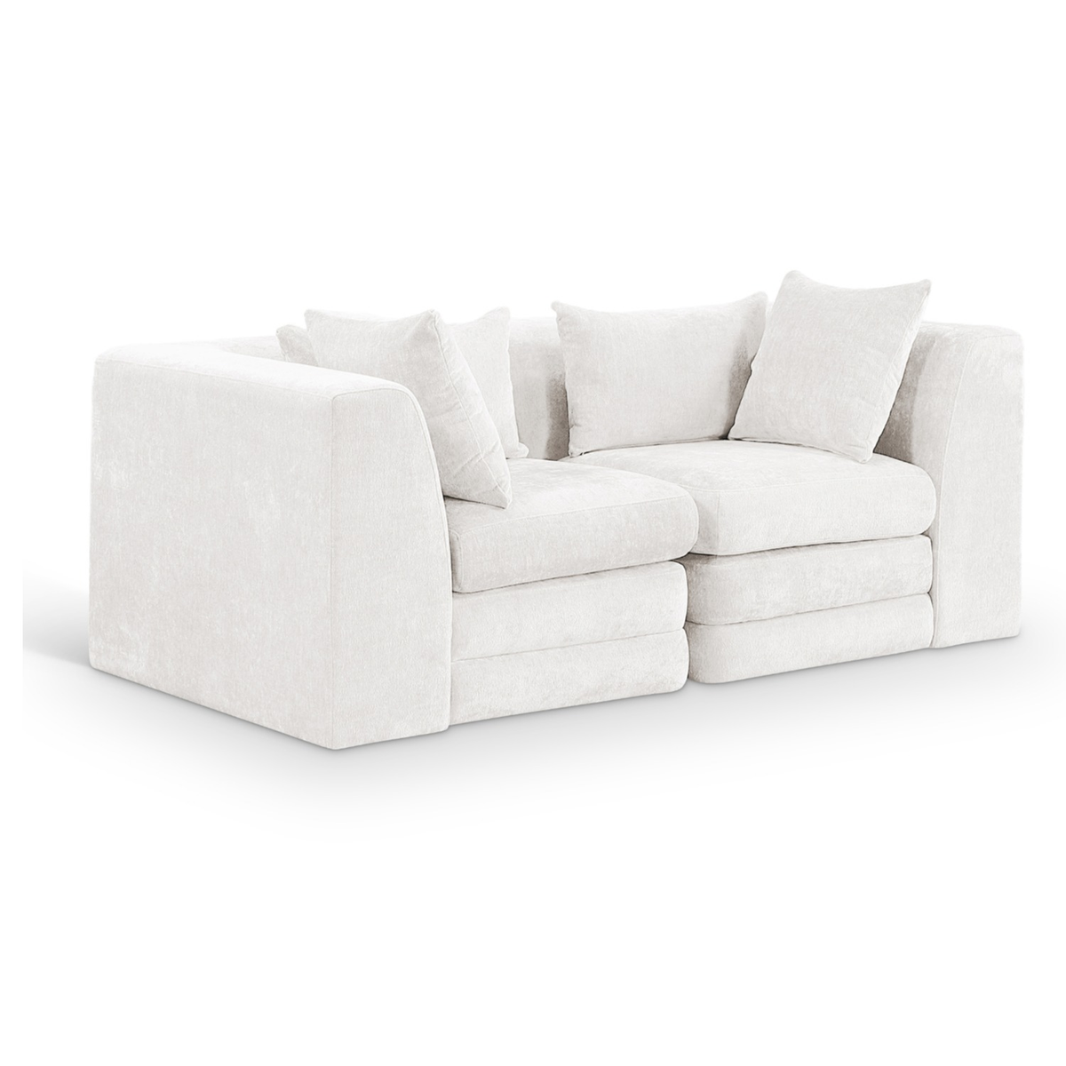 Stellar 76in Cream Chenille Fabric Upholstered 2Piece Modular Sofa
