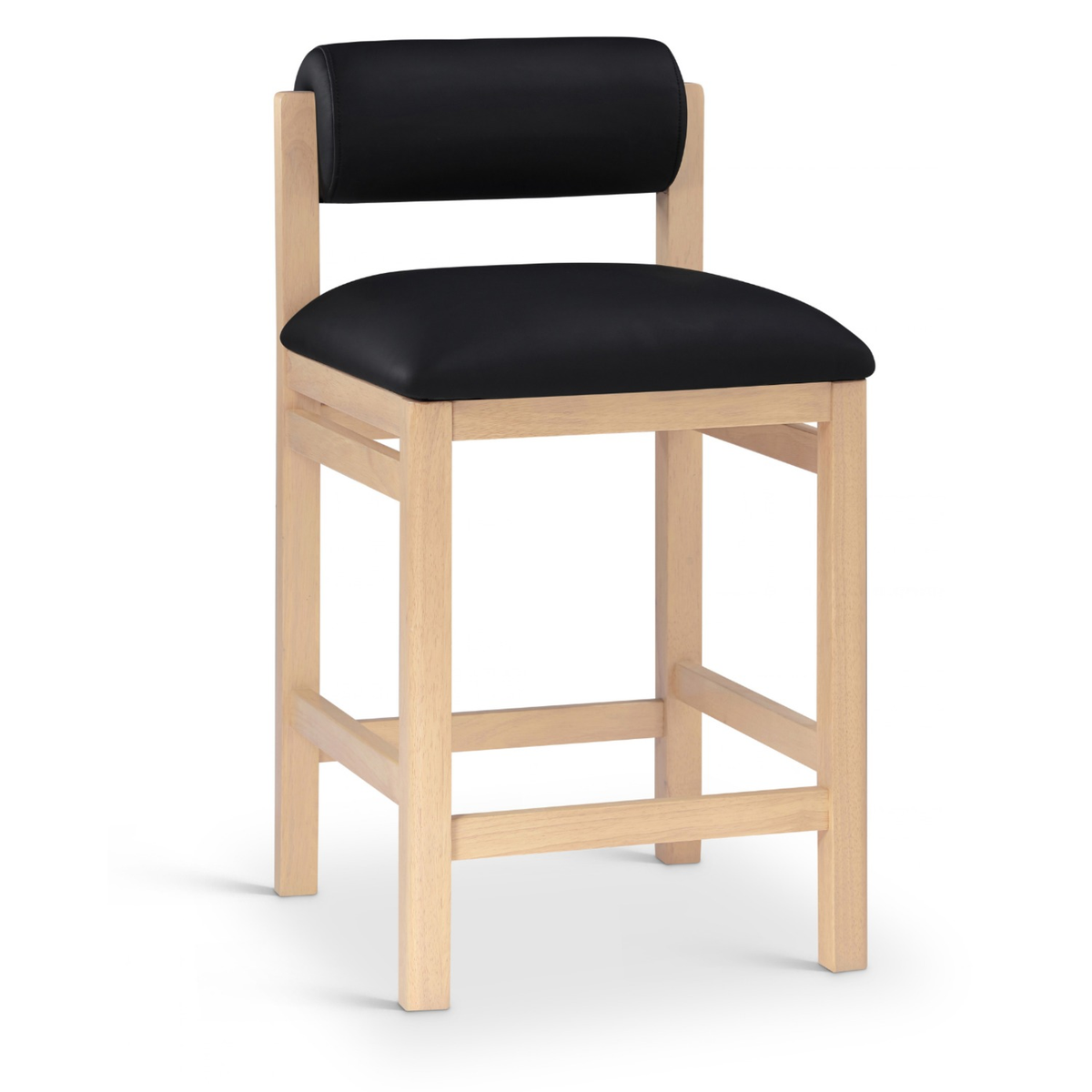 Roundhill Black Vegan Leather Upholstered Counter Stool Set of 2