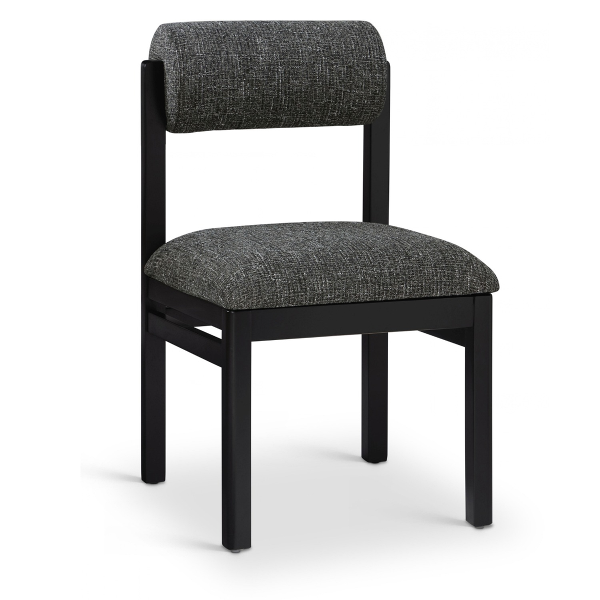 Roundhill Black Linen Textured Fabric Upholstered Dining Chair, Set of 2, primary product view