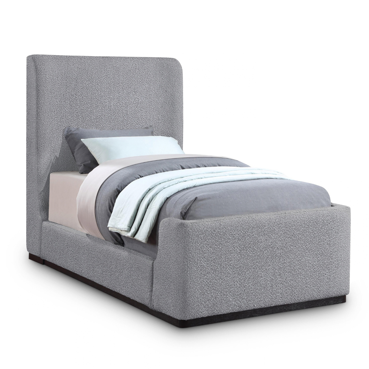 Oliver Grey Boucle Fabric Upholstered Bed