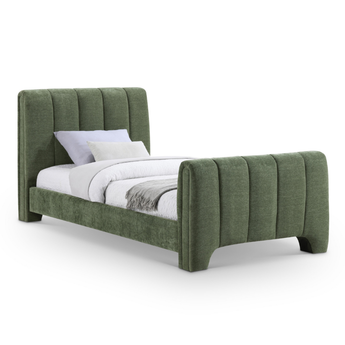 Camila Green Chenille Fabric Upholstered Bed