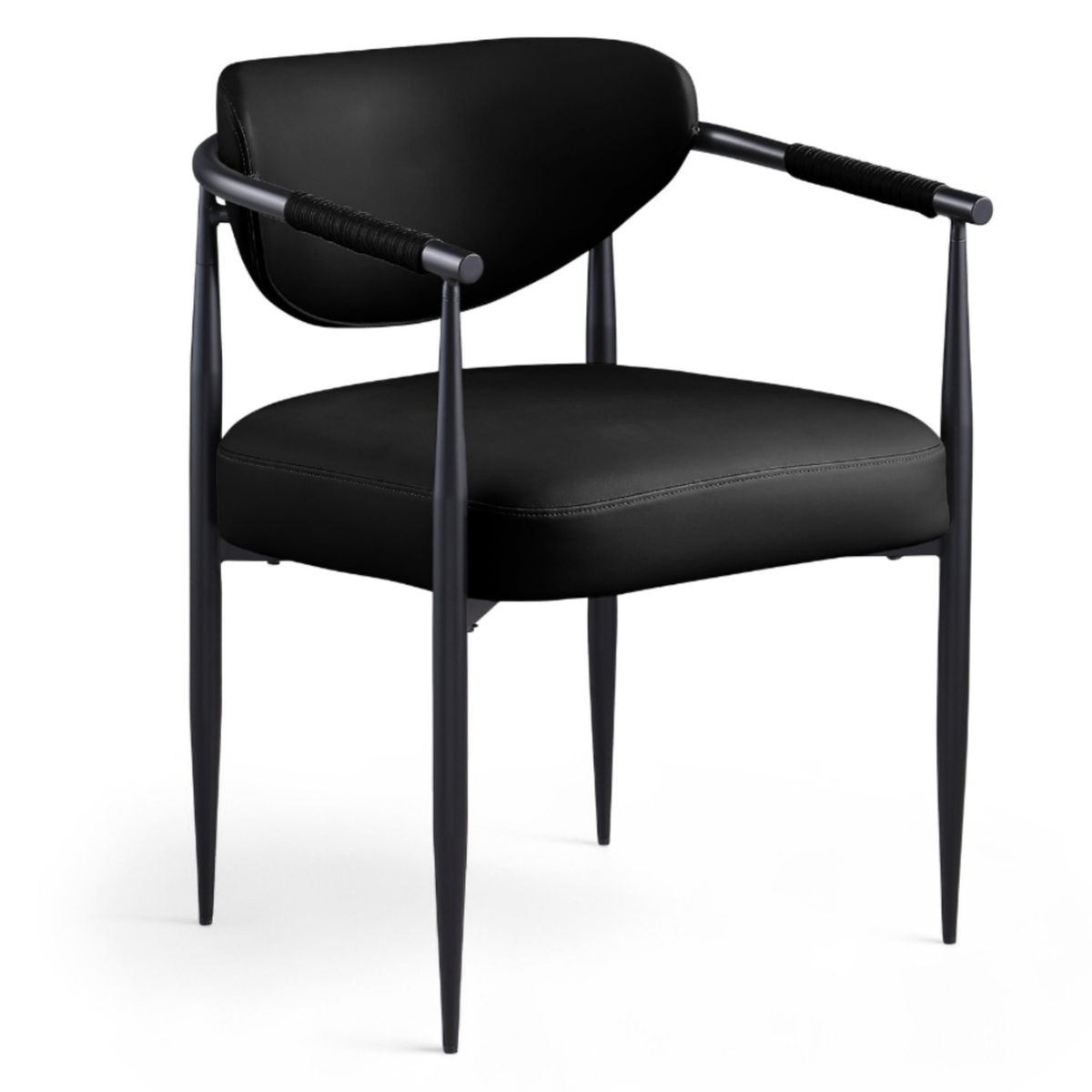Virella Black Vegan Leather Upholstered Dining Chair Set of 2