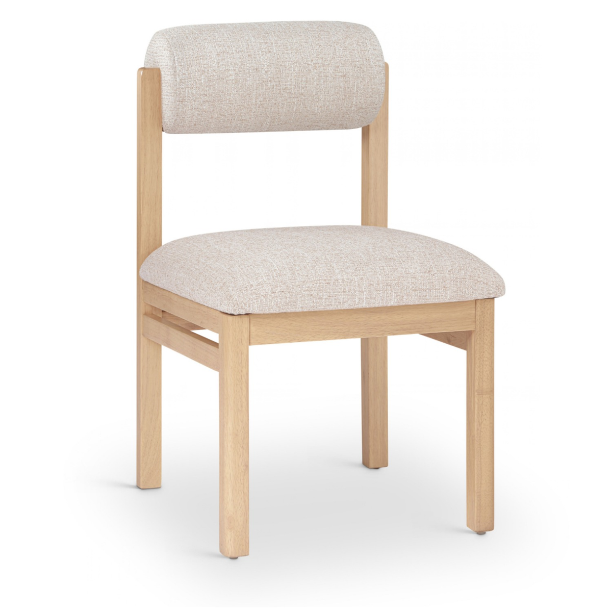 Roundhill Beige Linen Textured Fabric Upholstered Dining Chair Set of 2