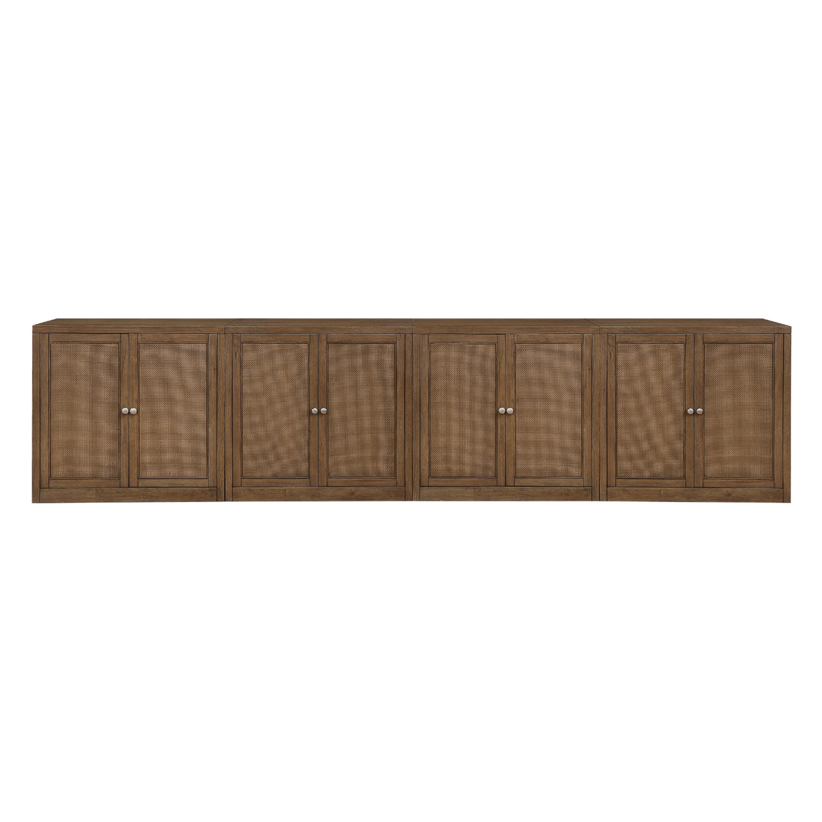 Vero Brown Cane Solid Wood And Oak Veneer 4 Piece Sideboard/Buffet