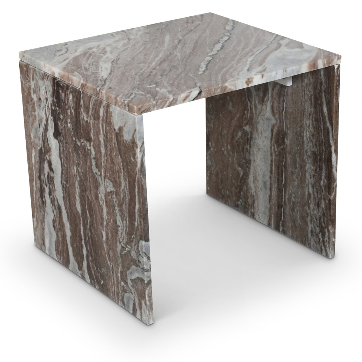 Vernazza Brown Genuine Marble End Side Table Set of 2