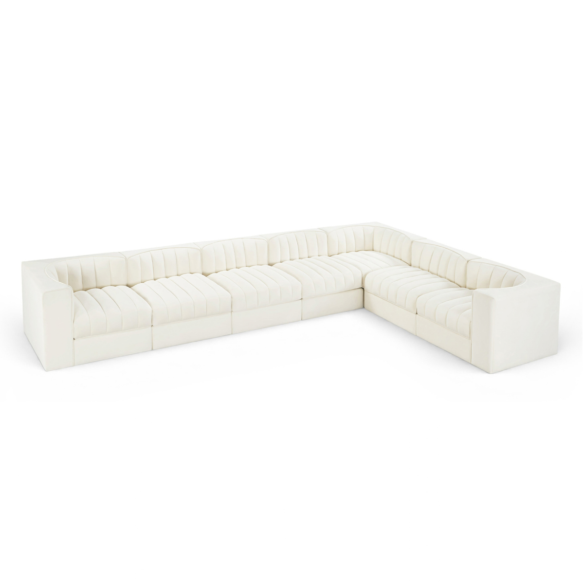 Rummi Cream Velvet Performance Fabric Upholstered 7pc. Modular Sectional, primary product view