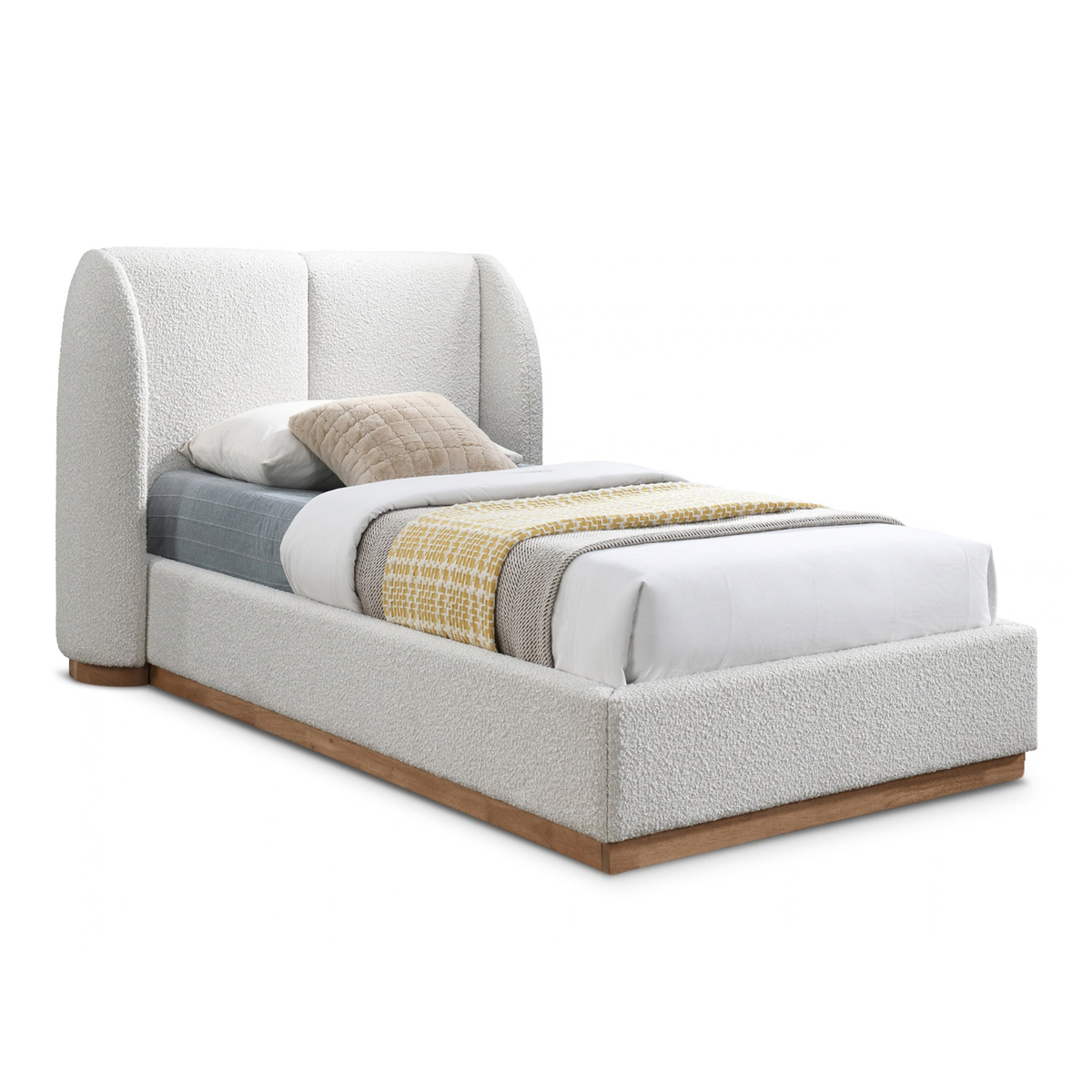 Jardin Cream Boucle Fabric Upholstered Bed