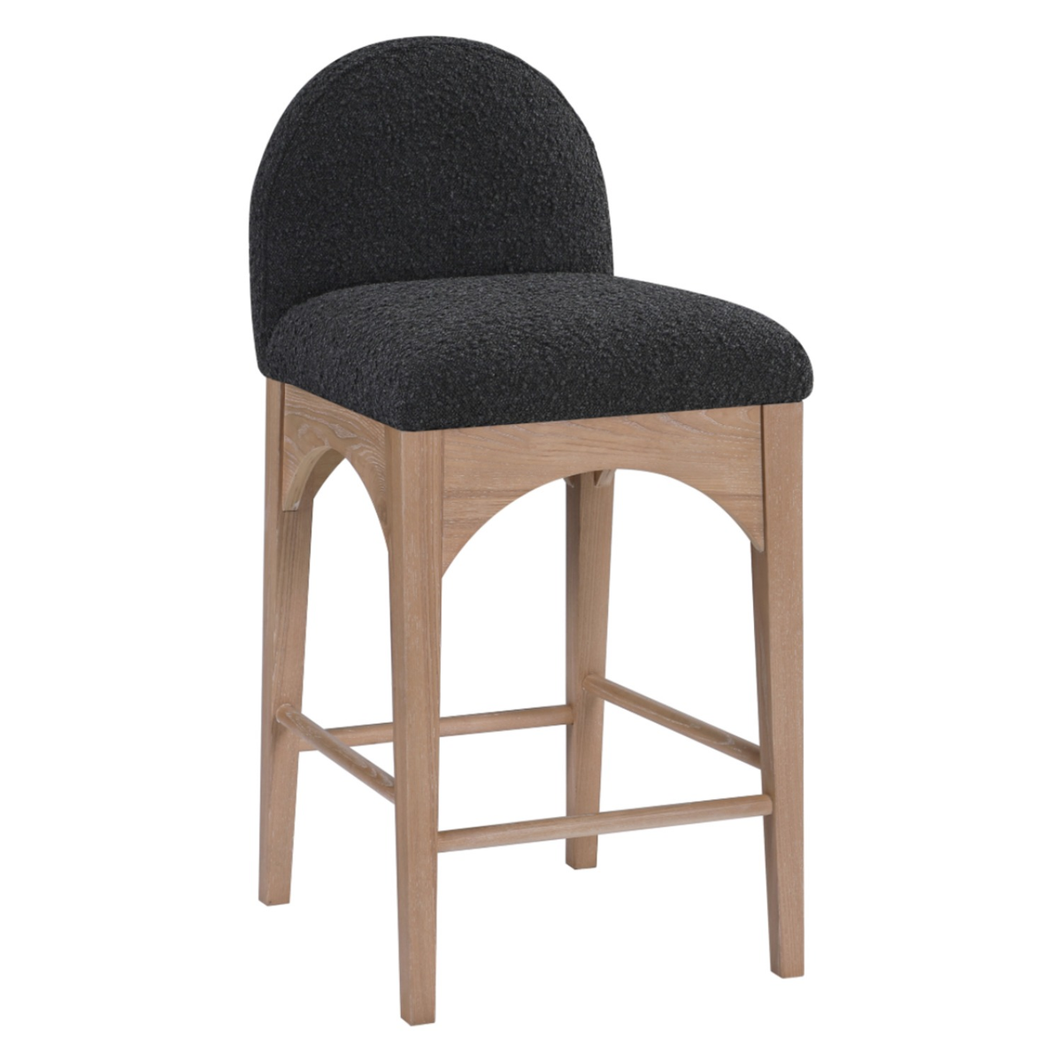 Waldorf Black Boucle Fabric Upholstered Counter Stool Set of 2