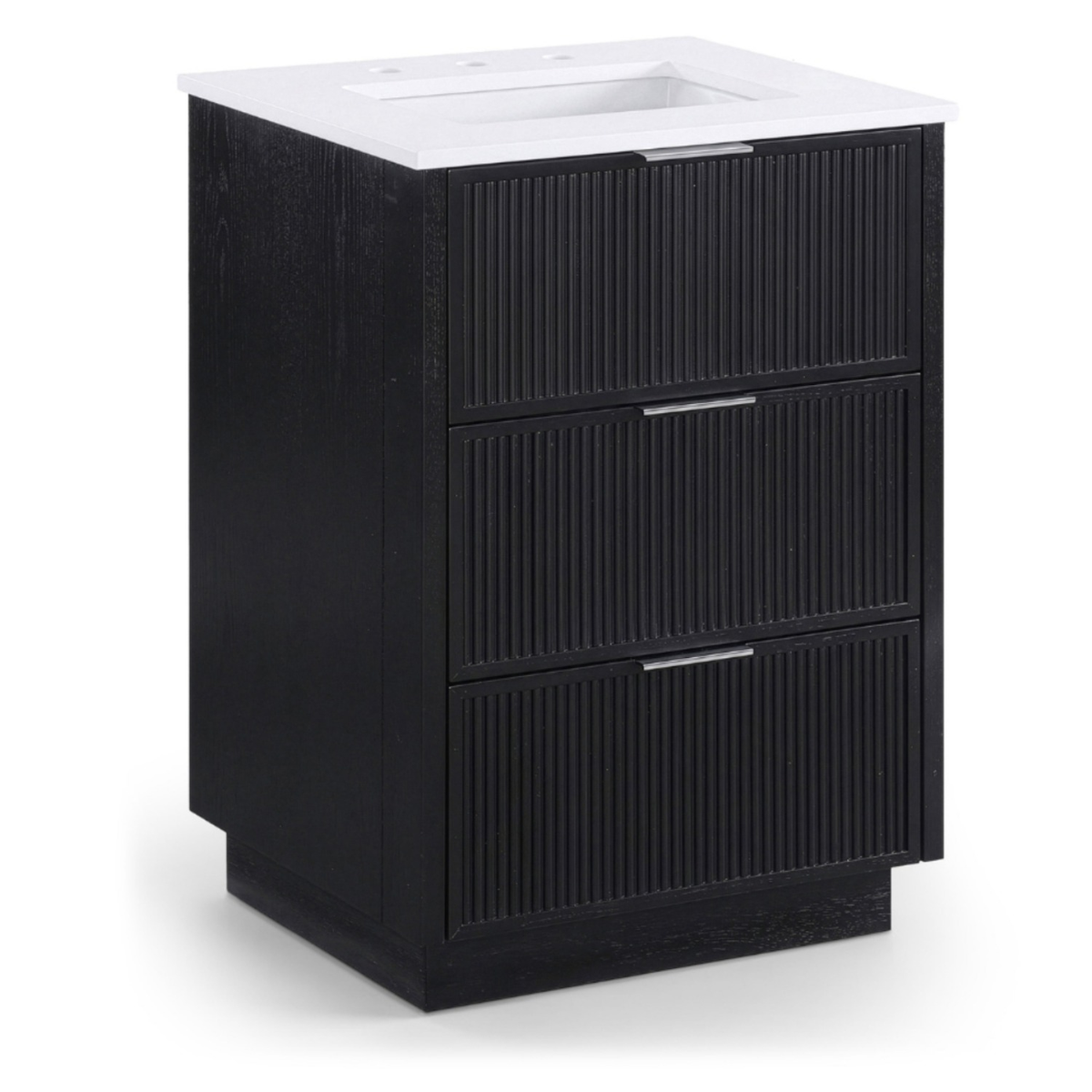 Willard 24in Black Engineered Stone And Solid Wood Bathroom Vanity