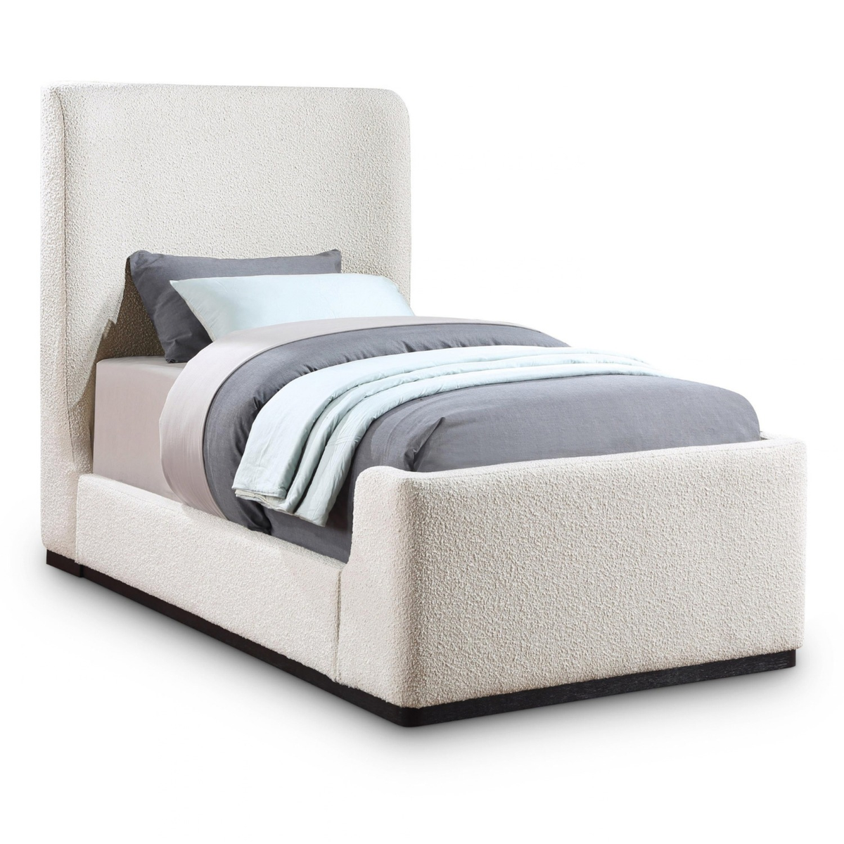 Oliver Cream Boucle Fabric Upholstered Bed