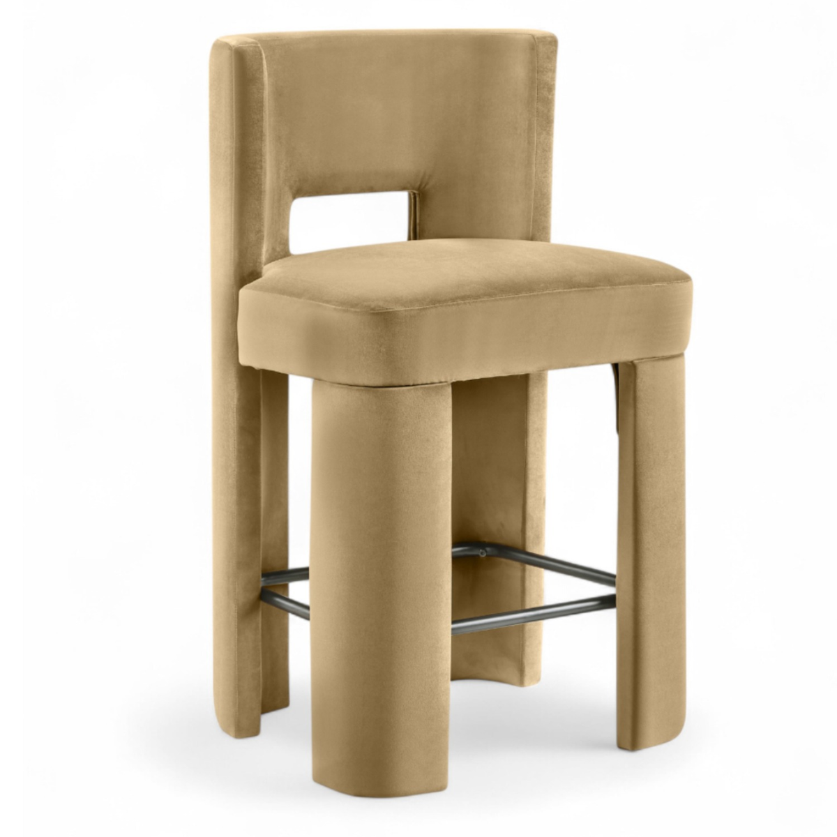 Zuno Camel Velvet Performance Fabric Upholstered Counter Stool Set of 2