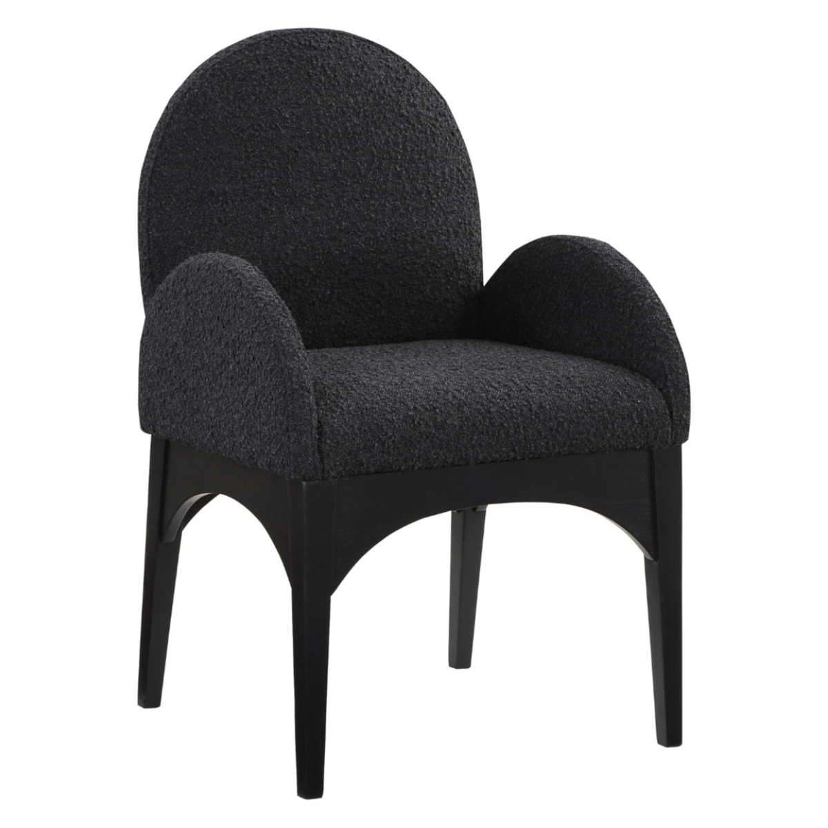 Waldorf Black Boucle Fabric Upholstered Dining Arm Chair Set of 2