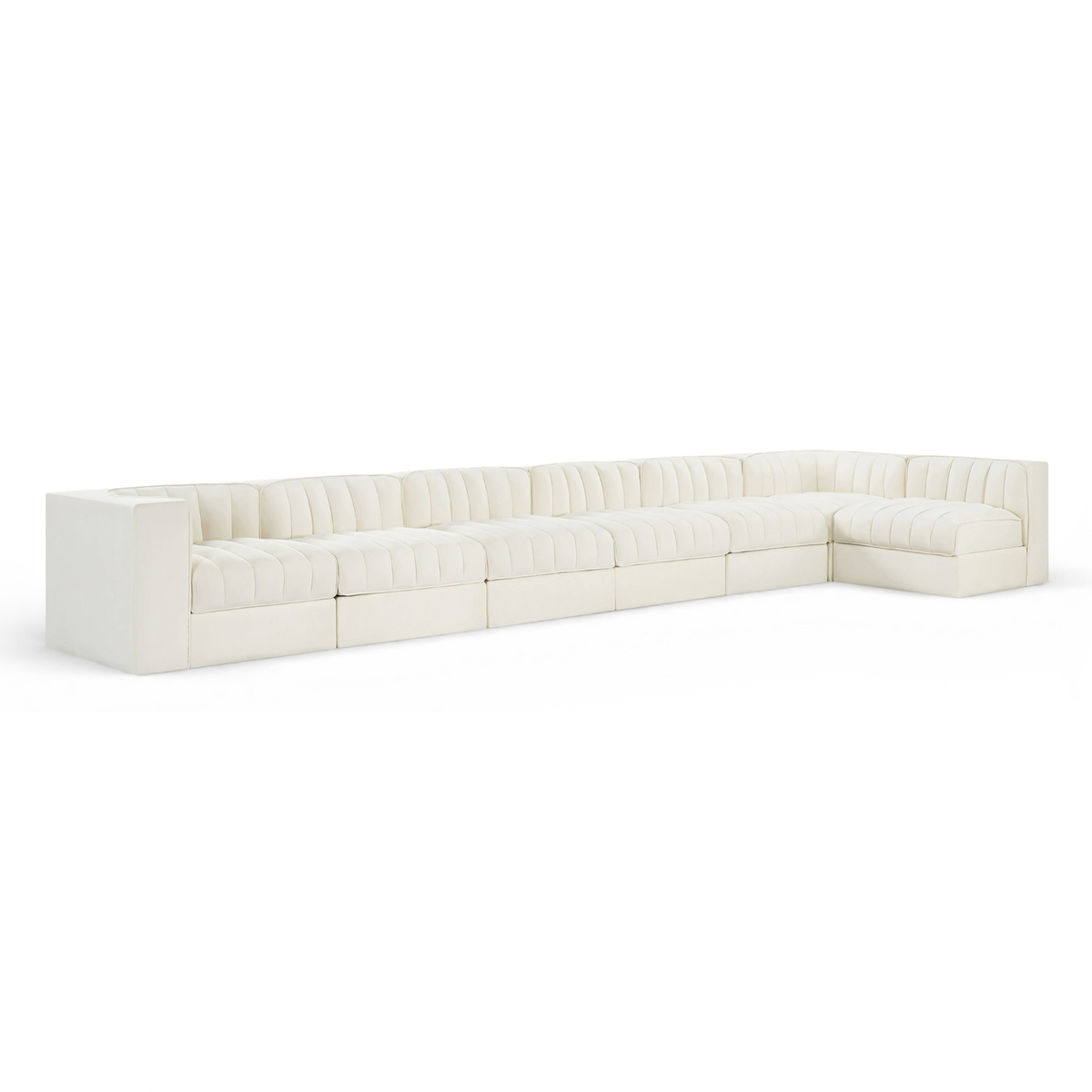Rummi Cream Velvet Performance Fabric Upholstered 7pc. Modular Sectional, primary product view