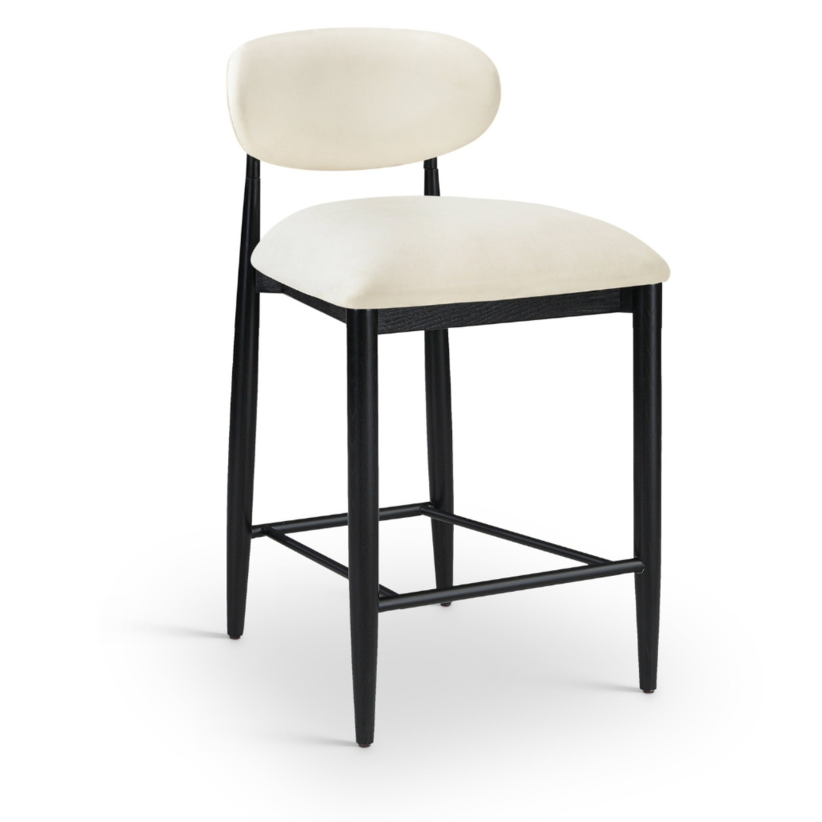 Riccio Cream Vegan Leather Upholstered Stool