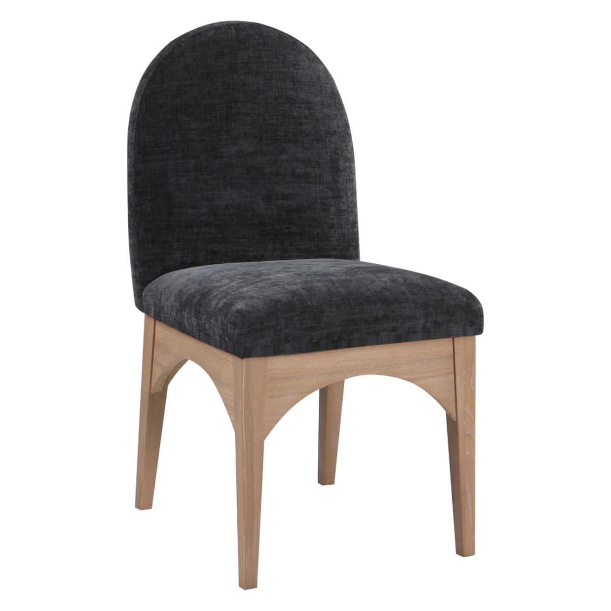 Waldorf Black Chenille Fabric Upholstered Dining Side Chair Set of 2
