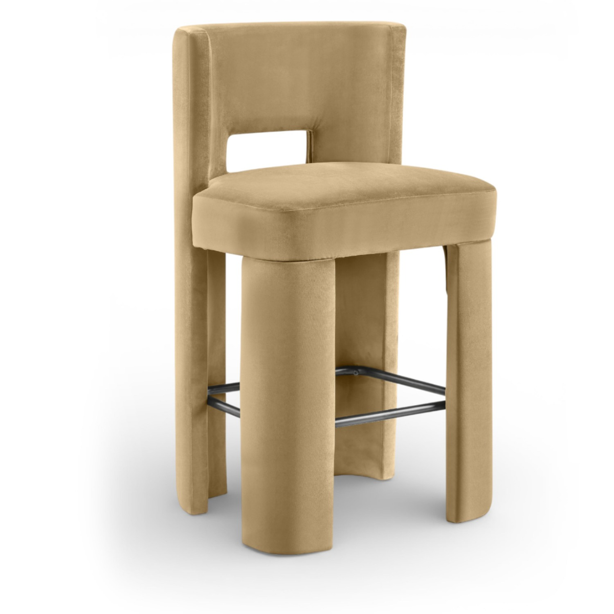 Zuno Camel Velvet Performance Fabric Upholstered Bar Stool Set of 2