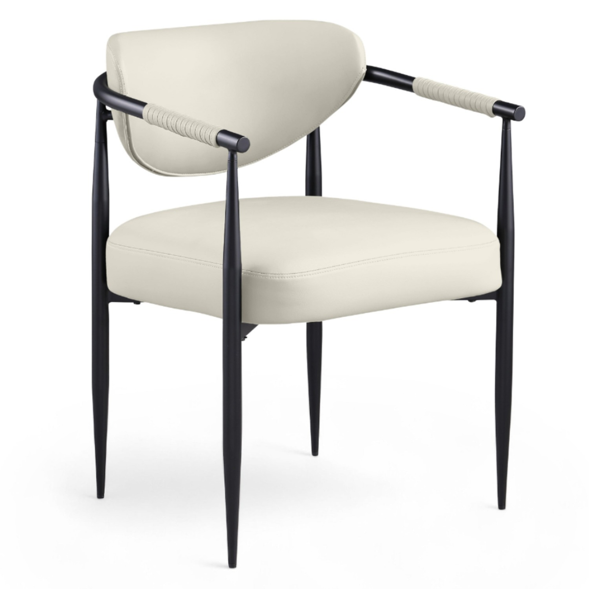 Virella Cream Vegan Leather Upholstered Dining Chair Set of 2