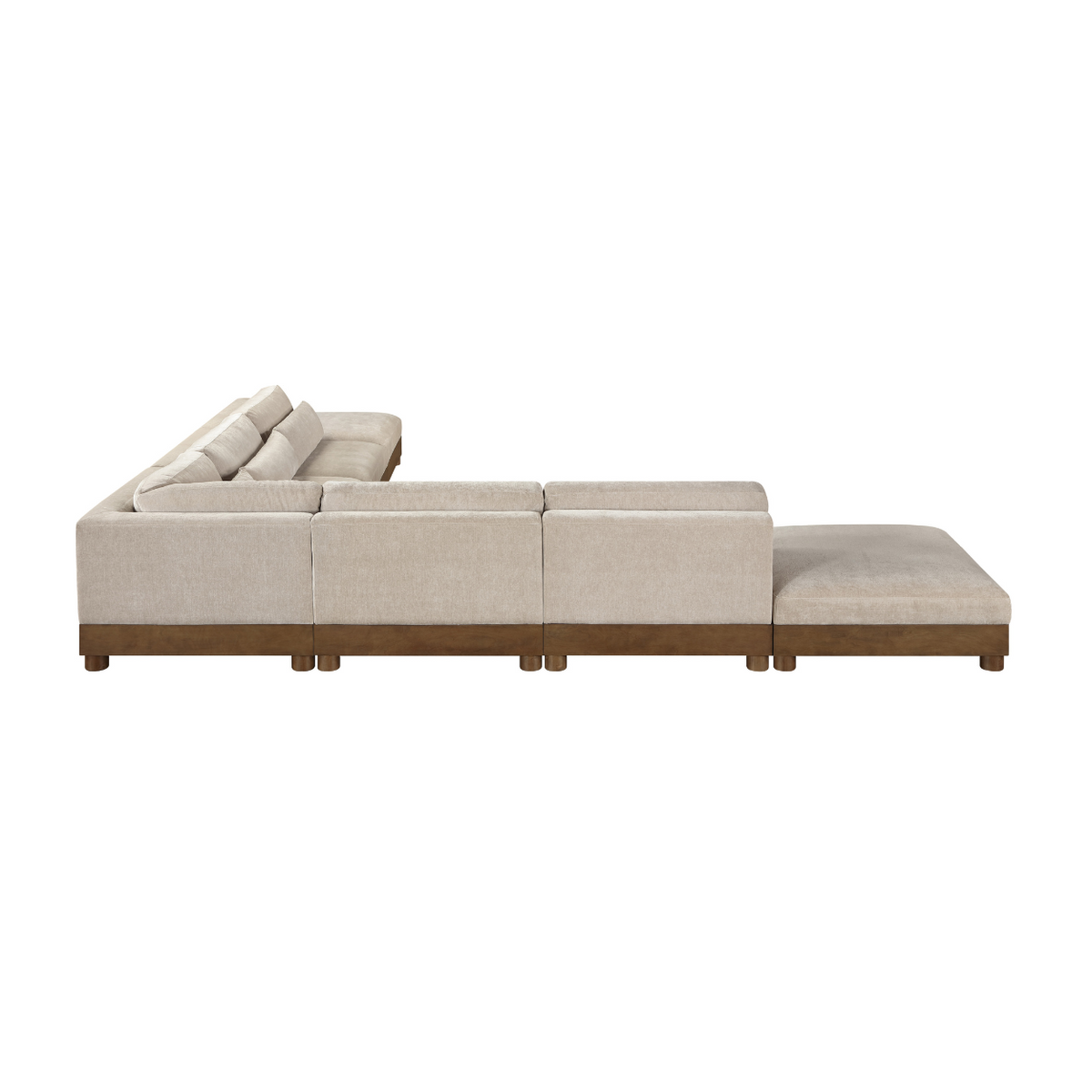 Turin 160in Taupe Chenille Fabric Upholstered 7 Piece Modular Sectional Sofa