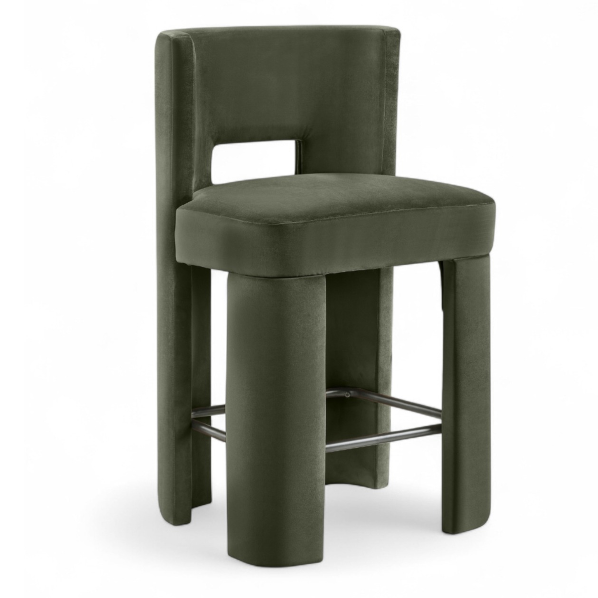 Zuno Green Velvet Performance Fabric Upholstered Counter Stool Set of 2