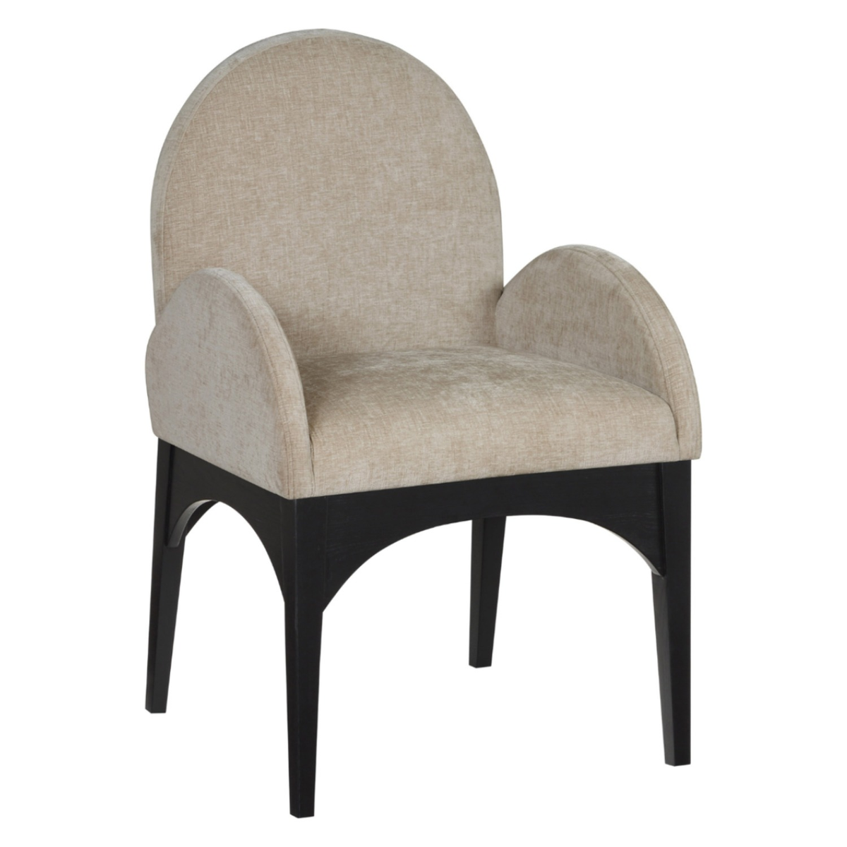 Waldorf Beige Chenille Fabric Upholstered Dining Arm Chair Set of 2