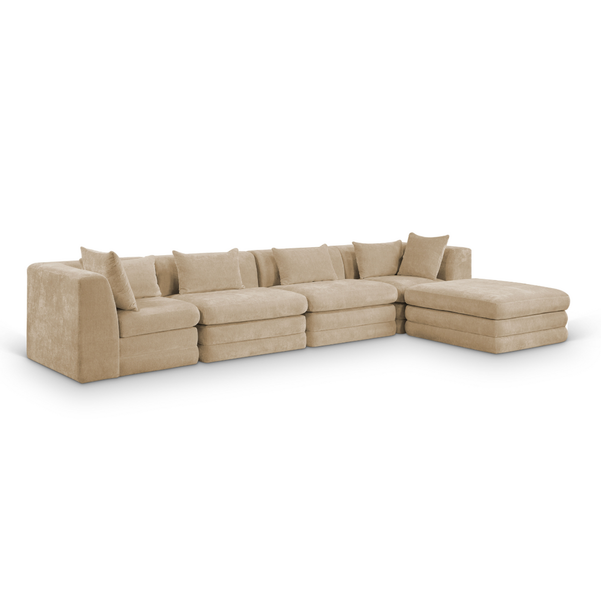 Stellar 152" Beige Chenille Fabric Upholstered 5Pc. Modular Sectional, primary product view