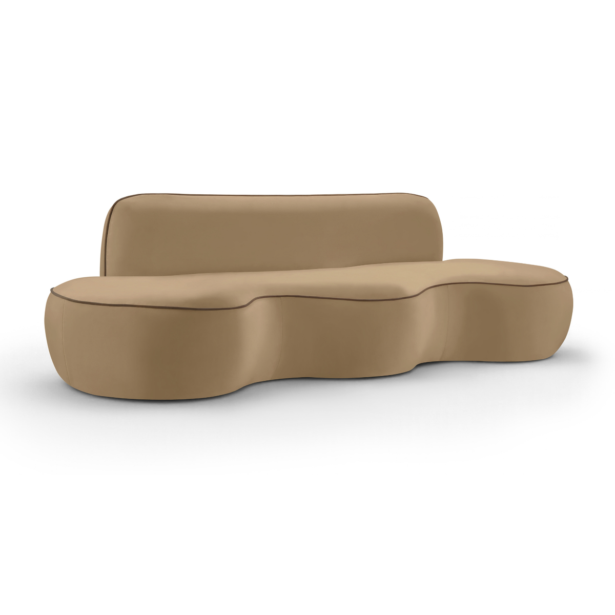Swerve 100in Beige Velvet Upholstered Sofa