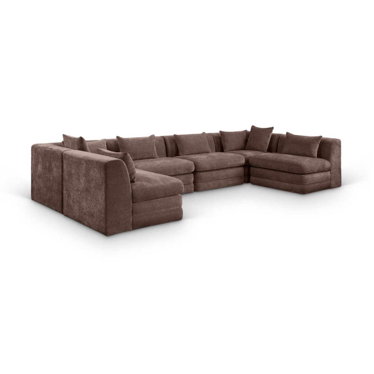 Stellar 152" Brown Chenille Fabric Upholstered 6Pc. Modular Sectional, primary product view