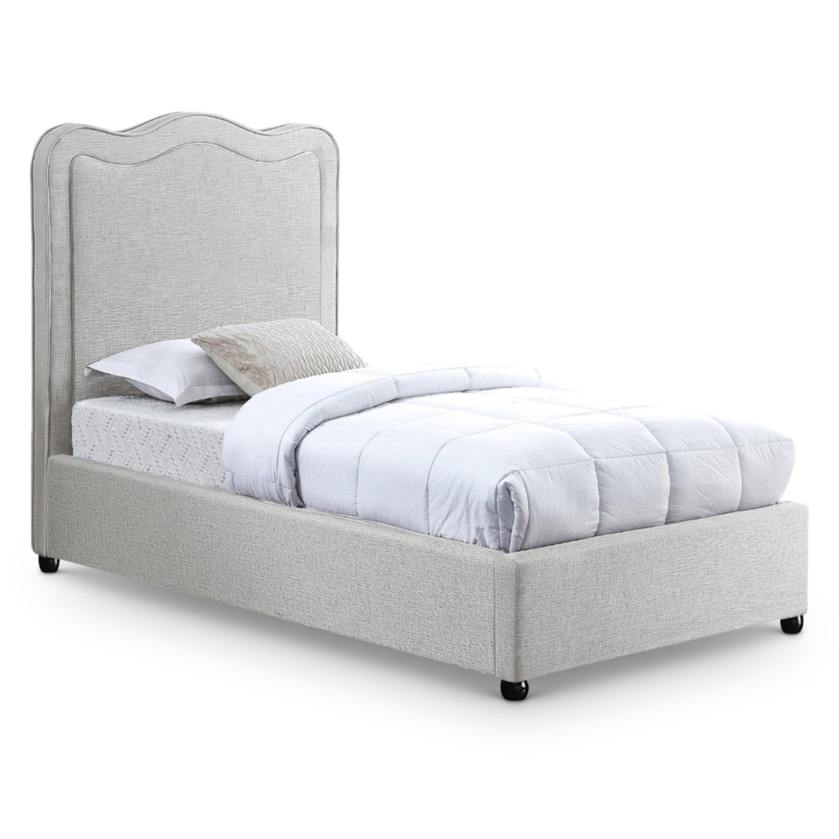 Felix Cream Linen Textured Fabric Upholstered Bed
