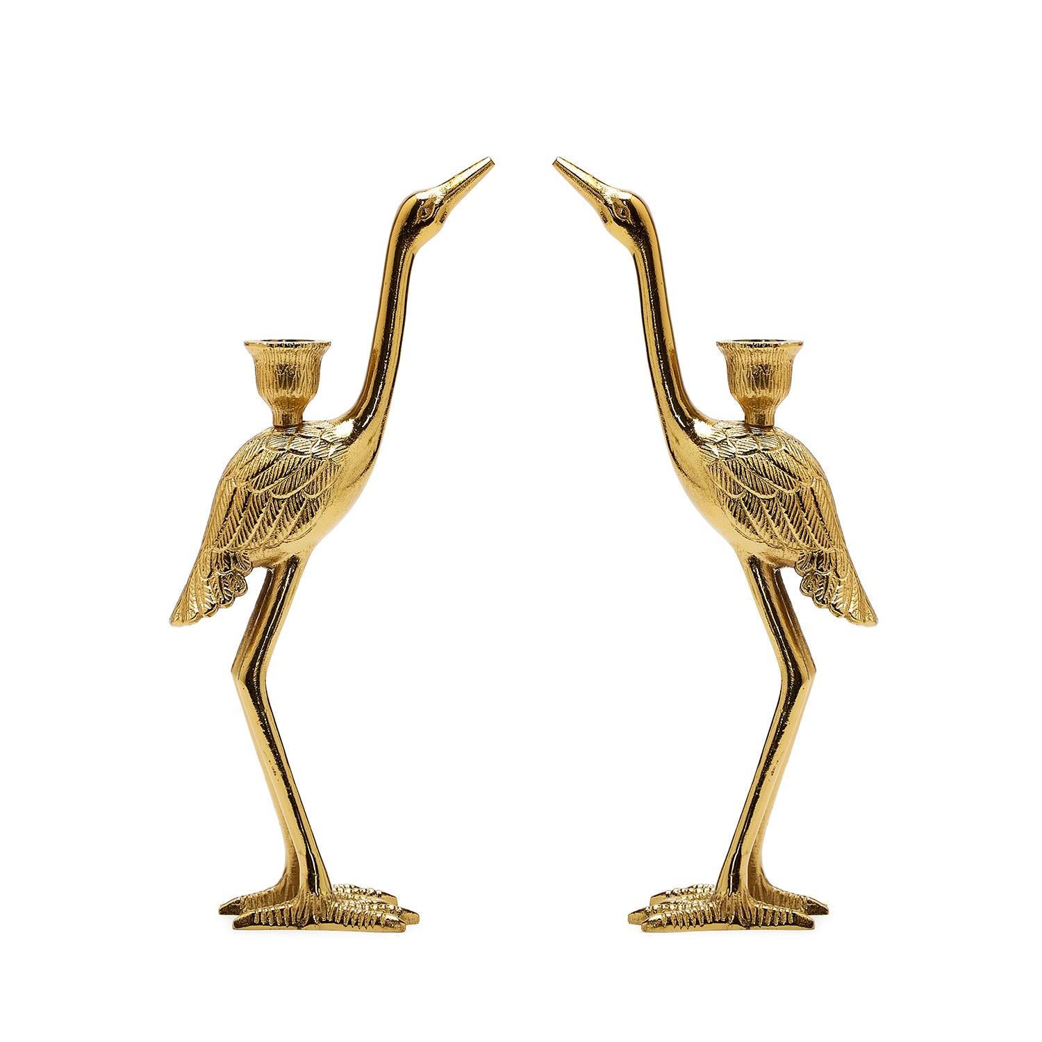 Crane Candle Holder Set of 2