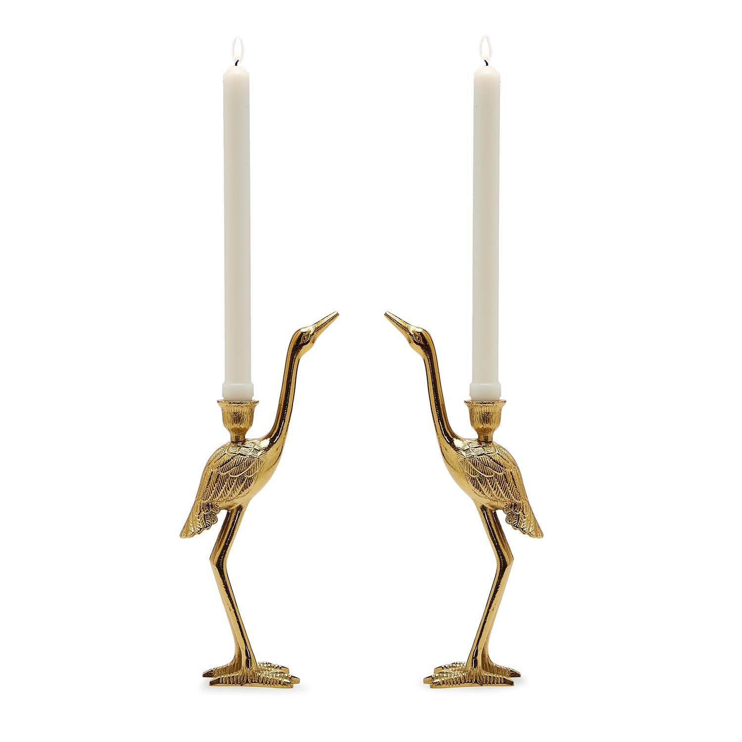 Crane Candle Holder Set of 2