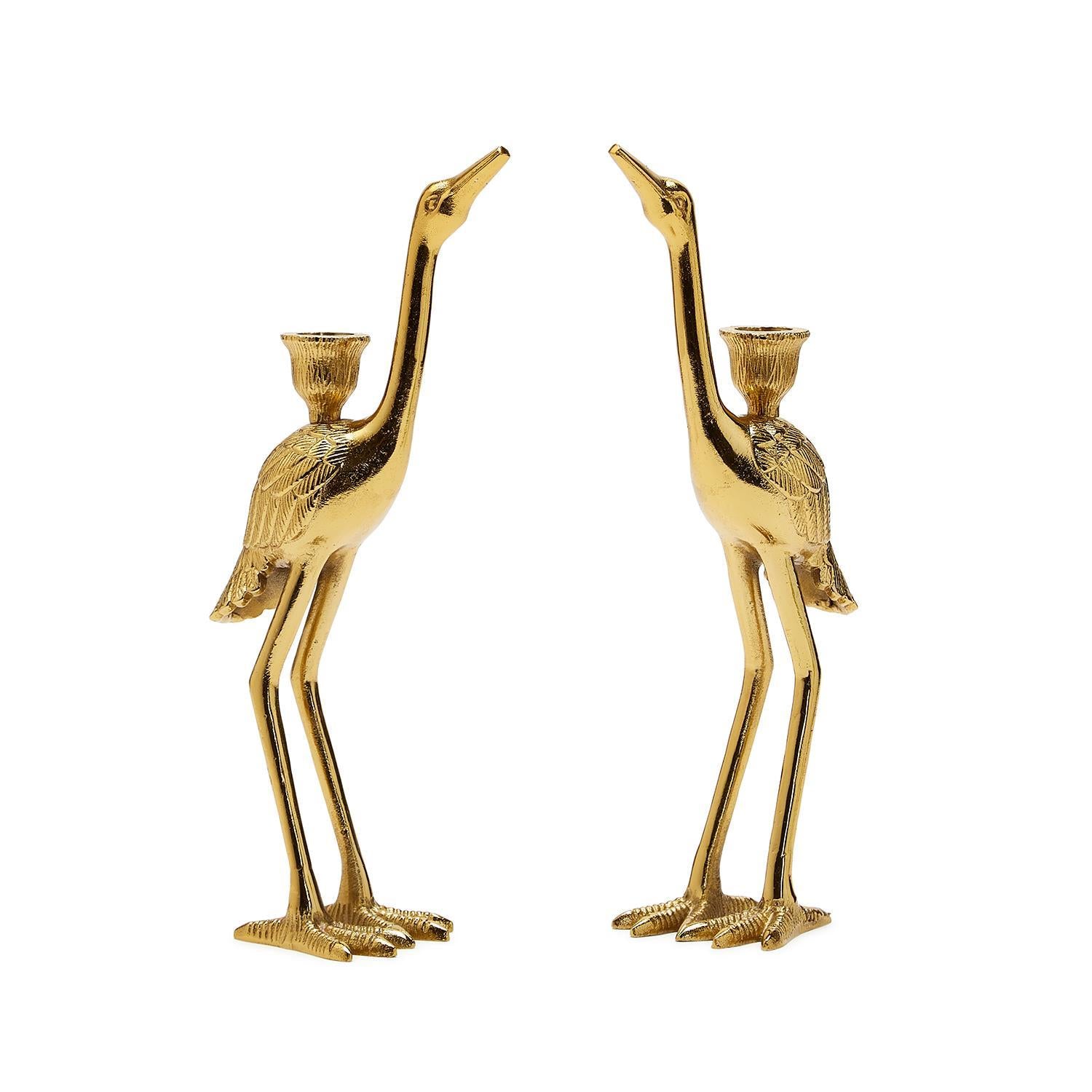 Crane Candle Holder Set of 2