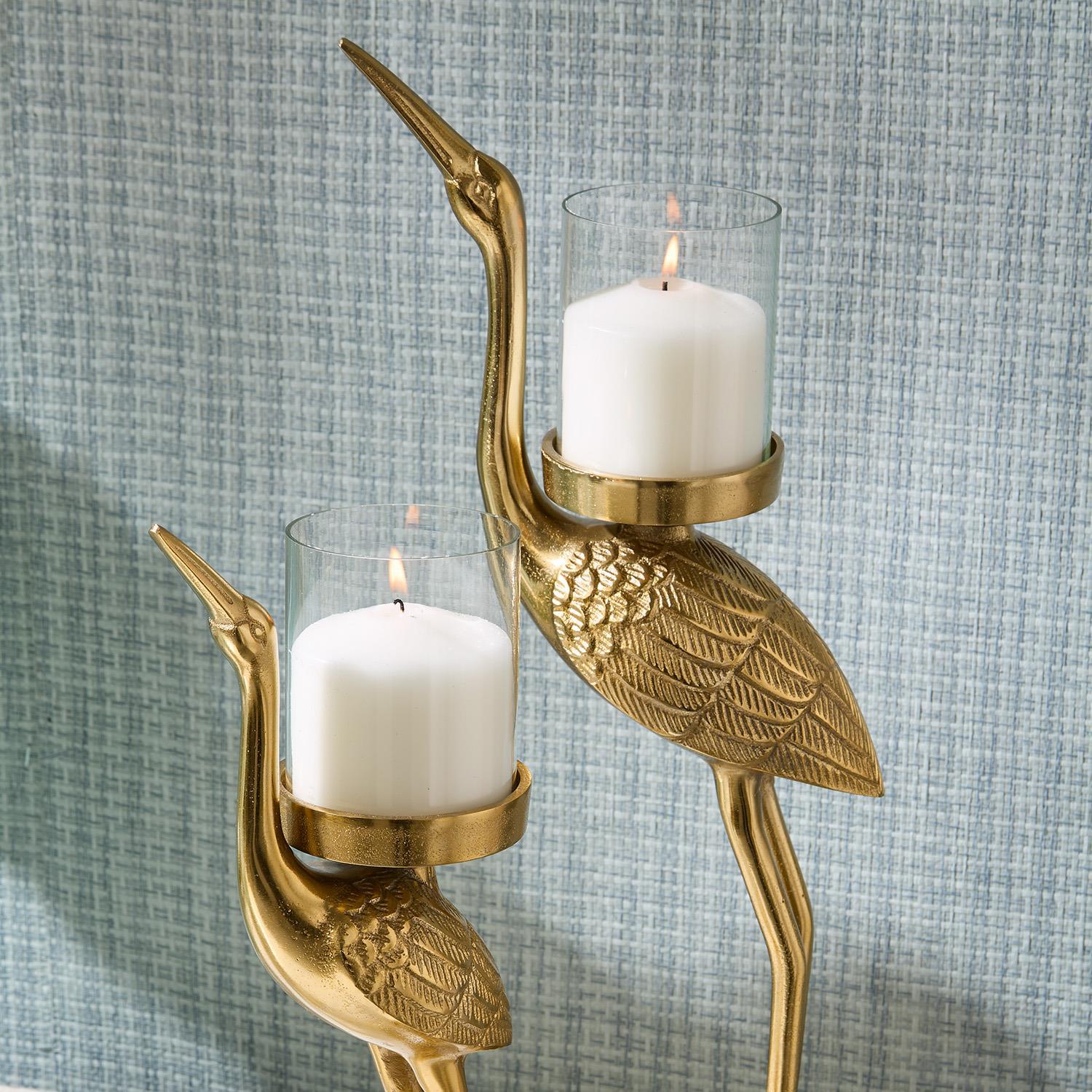 Crane Candleholder Set of 2
