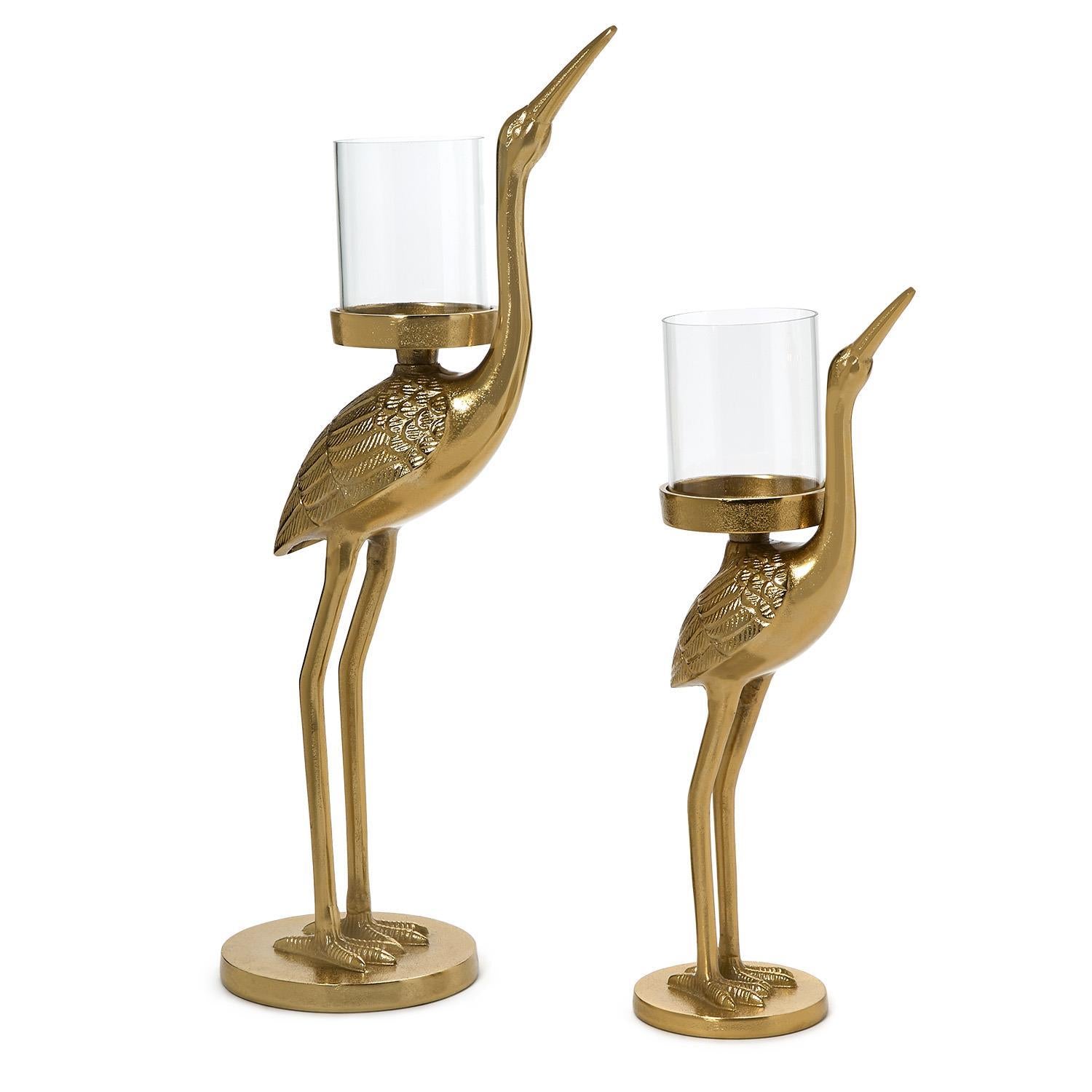Crane Candleholder Set of 2