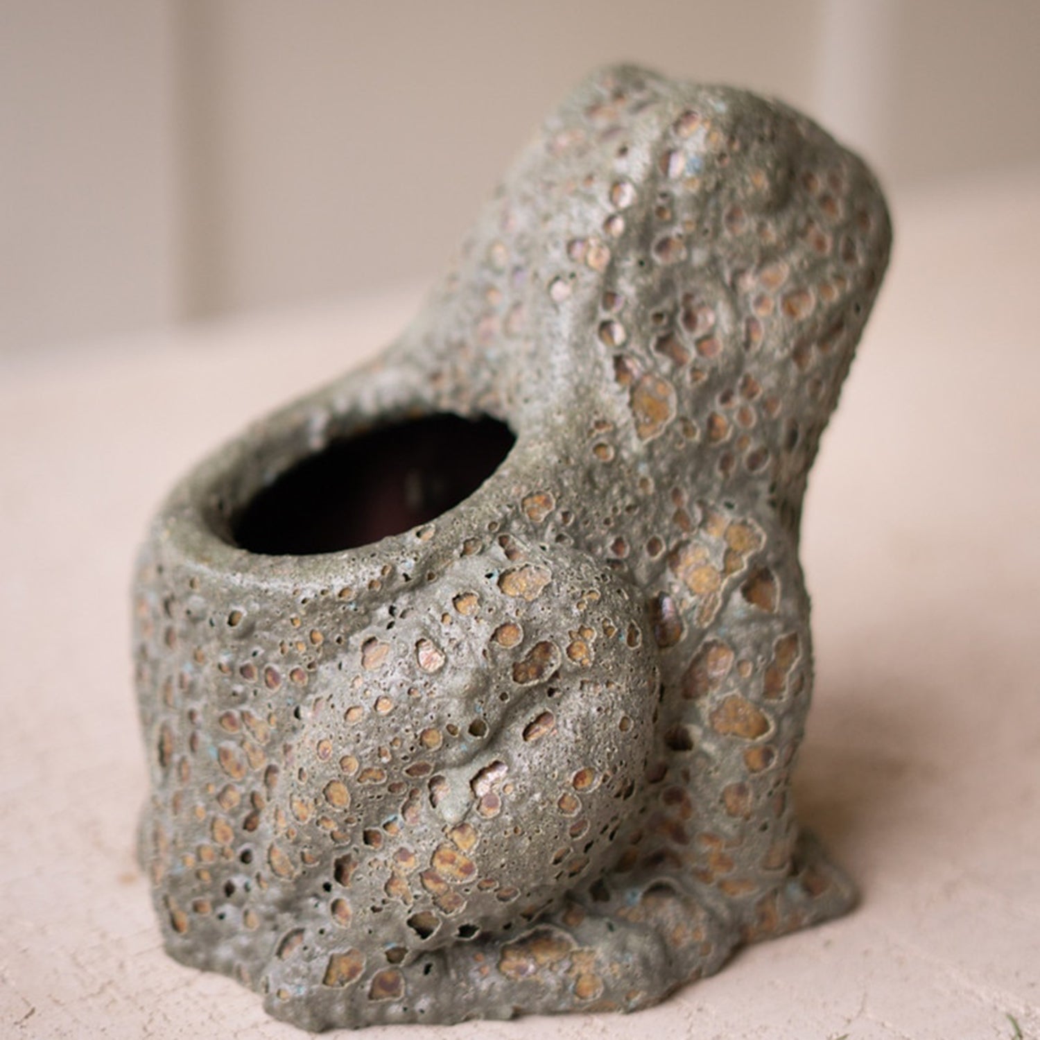 Terracotta Frog Planter with Rustic Glaze