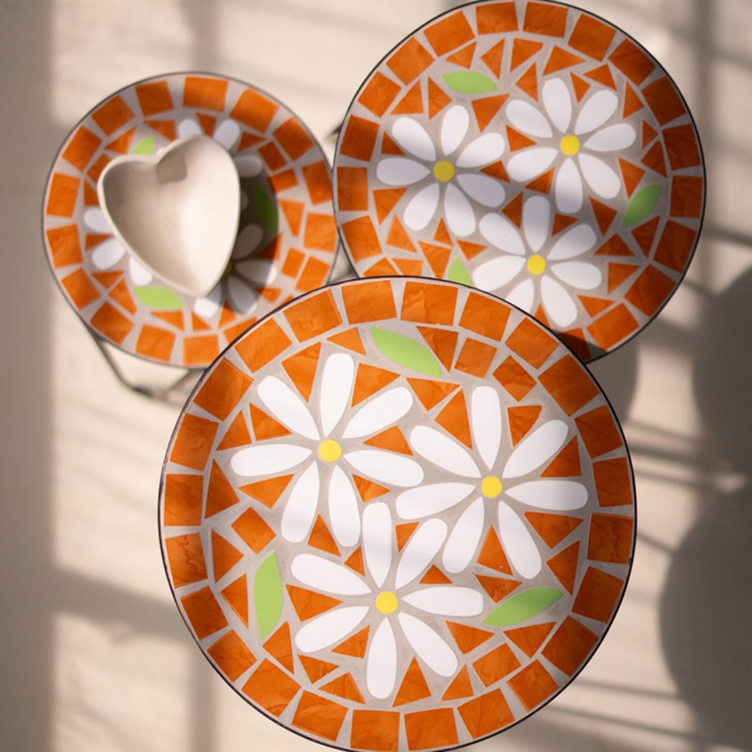 Nesting Mosaic Tile Tables with Metal Base Set of 3