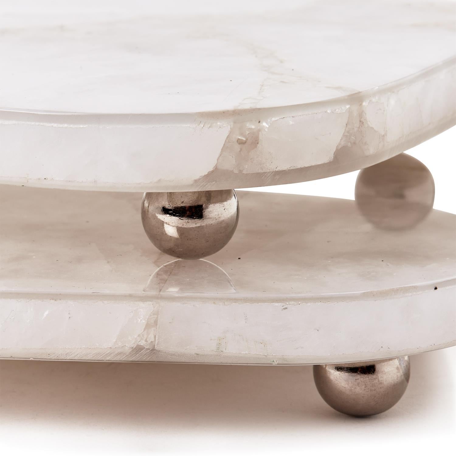 White Quartz Round Edge Tray Set of 2